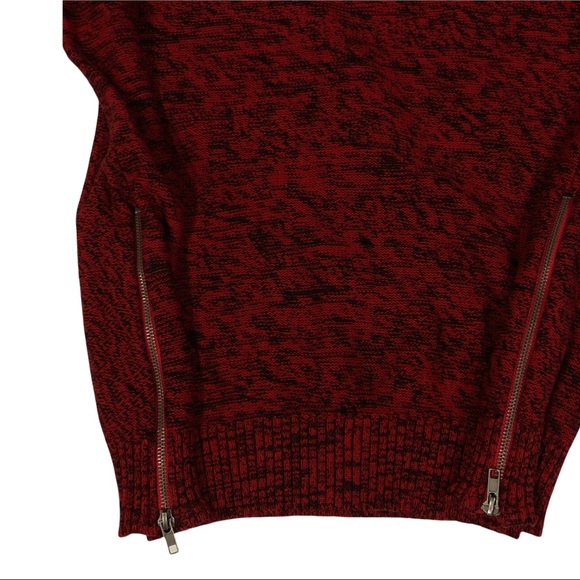 H&M Knit Sweater Red & Black with Side Zippers Size L NWOT - Picture 8 of 8